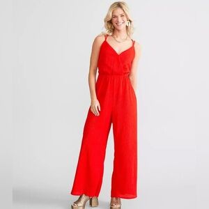 Red by BKE Metallic Jumpsuit /wide leg/ size M